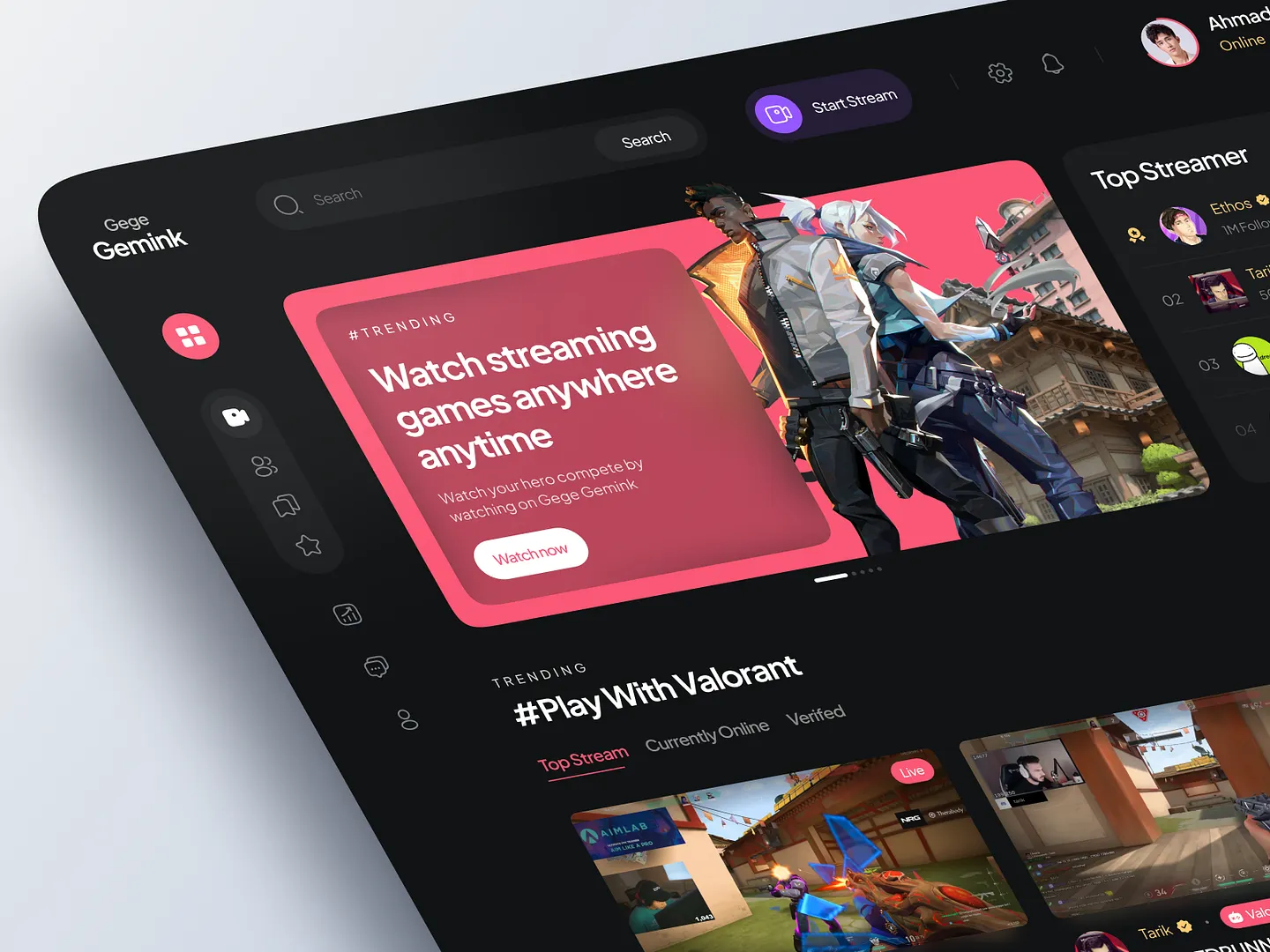 NITER streaming platform interface showing modern entertainment dashboard